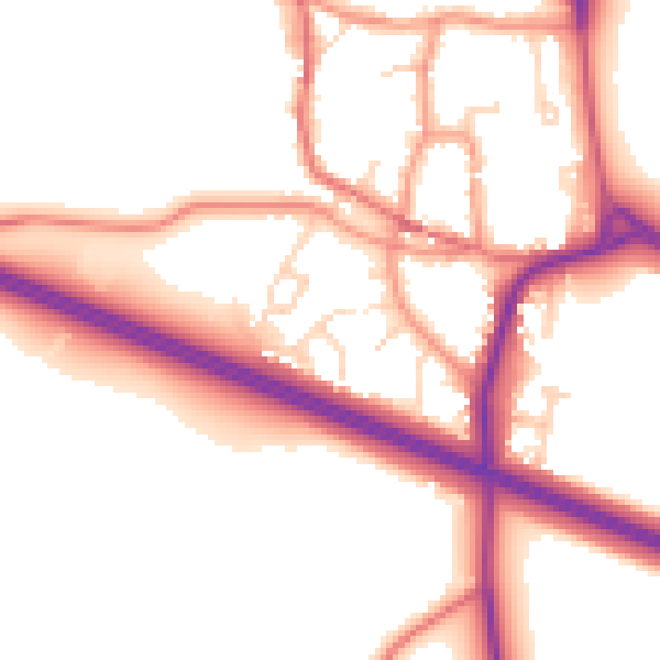 Daytime road noise heatmap for CV23 8XH