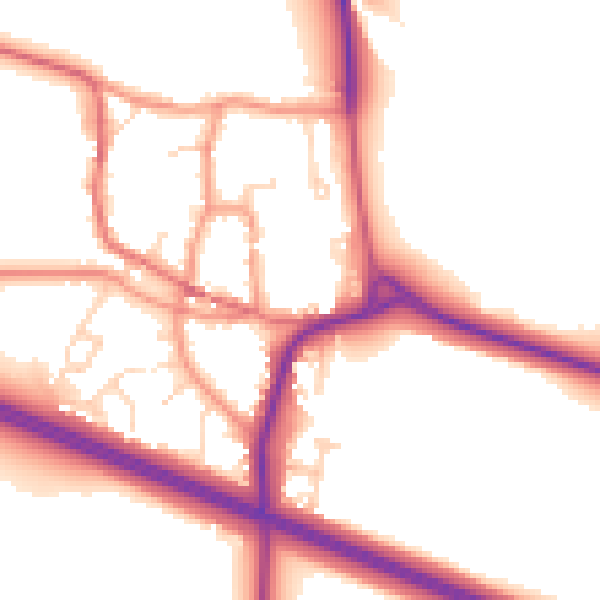 Daytime road noise heatmap for CV23 8ZA