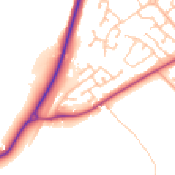 Daytime road noise heatmap for CV23 9FU