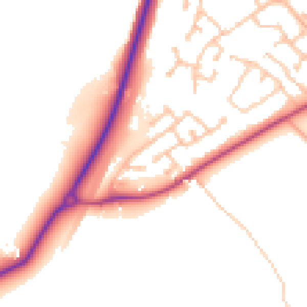 Daytime road noise heatmap for CV23 9FW