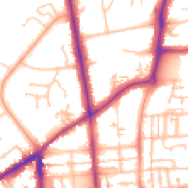 Daytime road noise heatmap for CV32 6JB