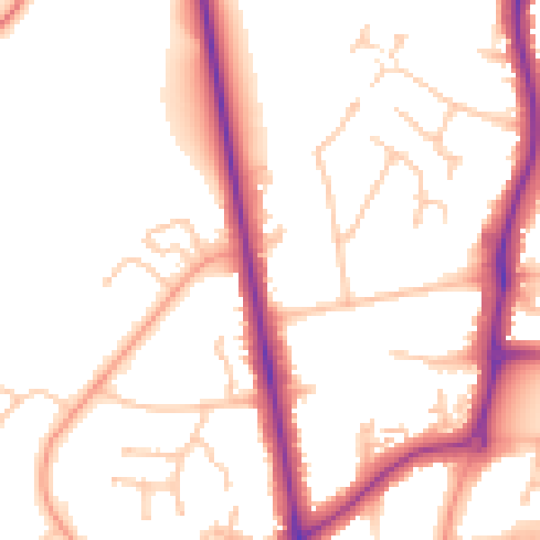 Daytime road noise heatmap for CV32 6JW