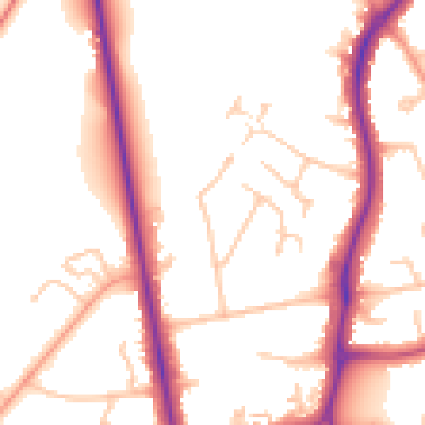 Daytime road noise heatmap for CV32 6QE