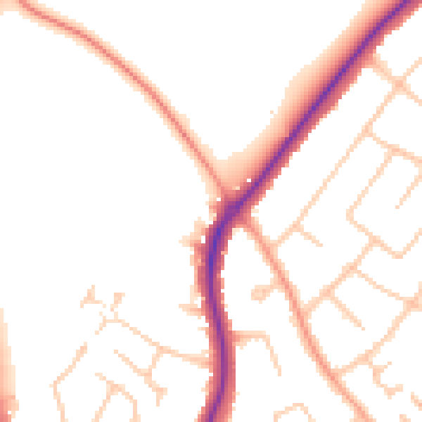 Daytime road noise heatmap for CV32 6QJ