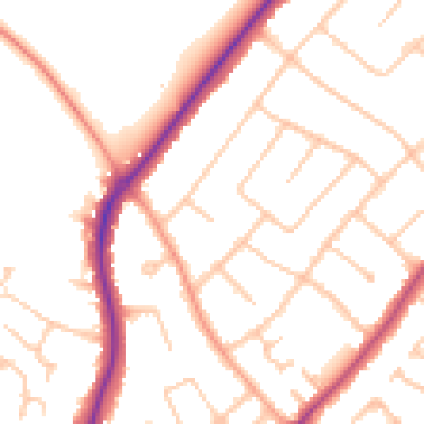 Daytime road noise heatmap for CV32 7DZ