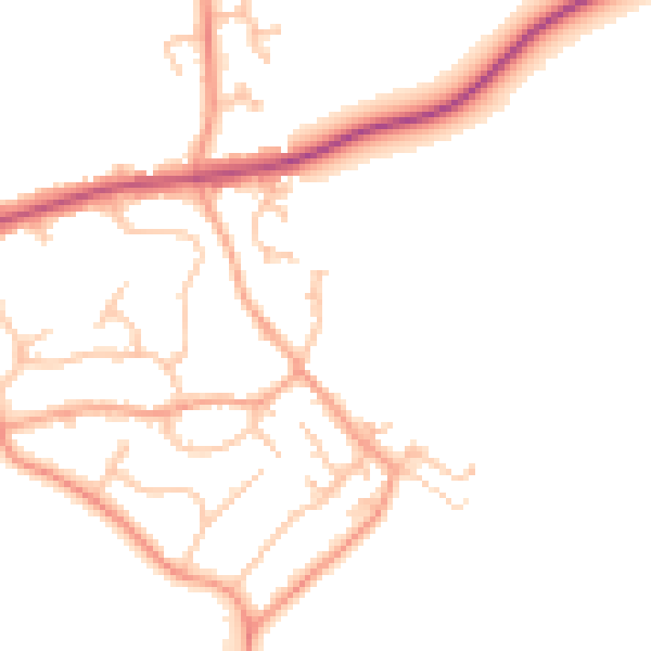 Daytime road noise heatmap for CV32 7JZ