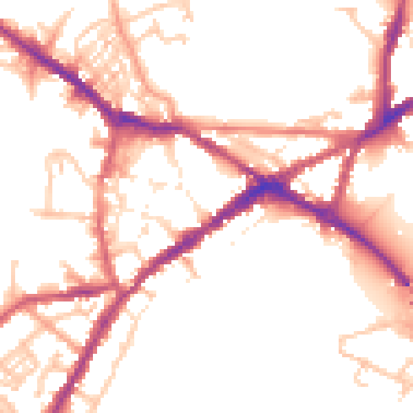 Daytime road noise heatmap for CV34 4AB