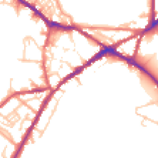 Daytime road noise heatmap for CV34 4BZ