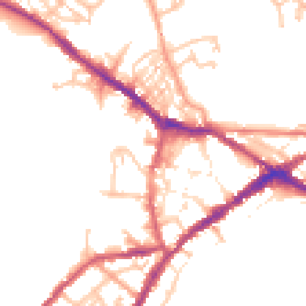 Daytime road noise heatmap for CV34 4DF