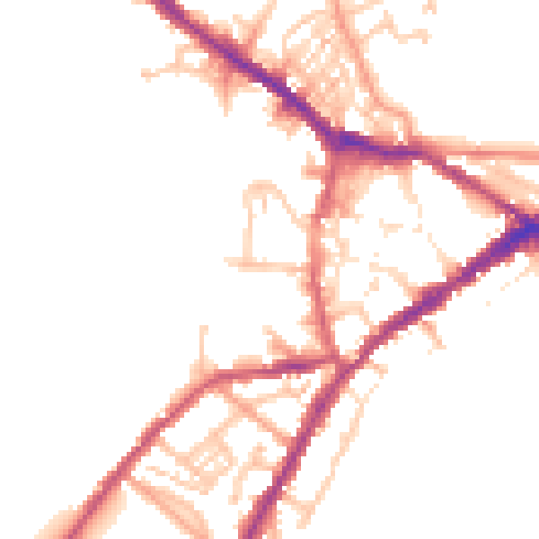 Daytime road noise heatmap for CV34 4DS