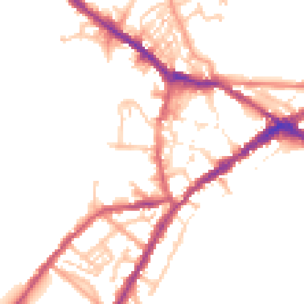 Daytime road noise heatmap for CV34 4DT