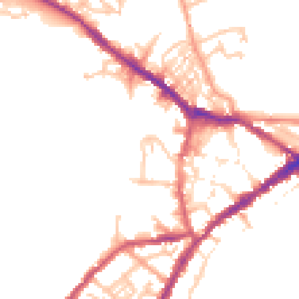 Daytime road noise heatmap for CV34 4ED