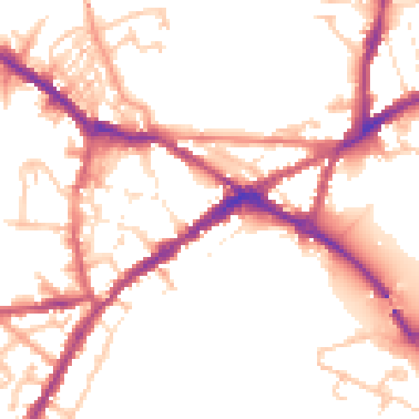 Daytime road noise heatmap for CV34 4EL