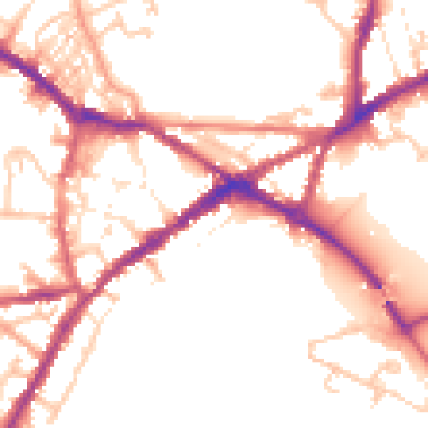 Daytime road noise heatmap for CV34 4EZ