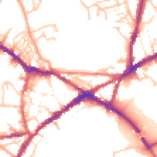 Daytime road noise heatmap for CV34 4HL