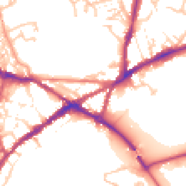 Daytime road noise heatmap for CV34 4JA