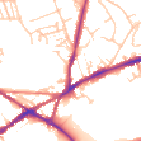 Daytime road noise heatmap for CV34 4LJ