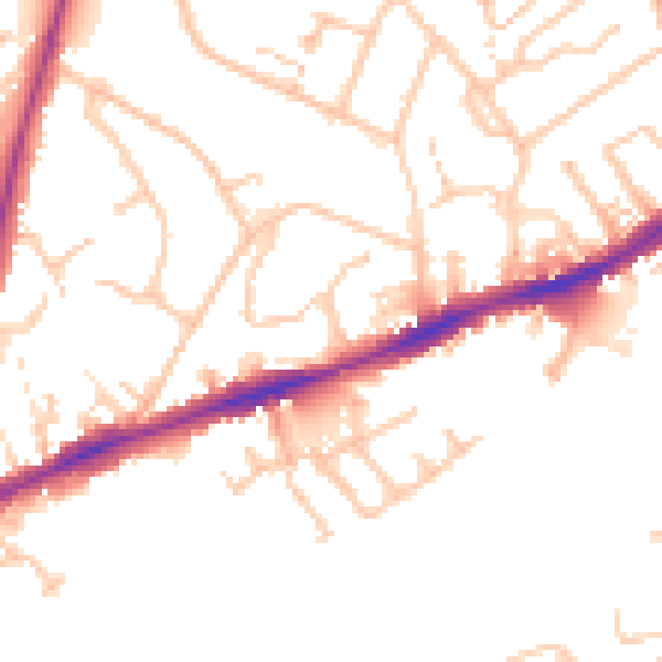 Daytime road noise heatmap for CV34 4NQ