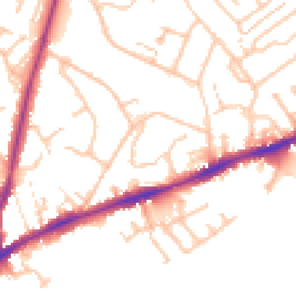 Daytime road noise heatmap for CV34 4NY