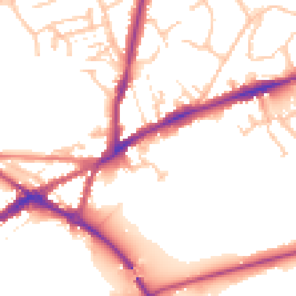 Daytime road noise heatmap for CV34 4UY