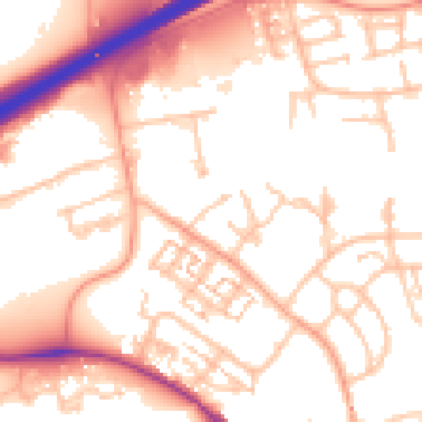 Daytime road noise heatmap for CV34 5AU