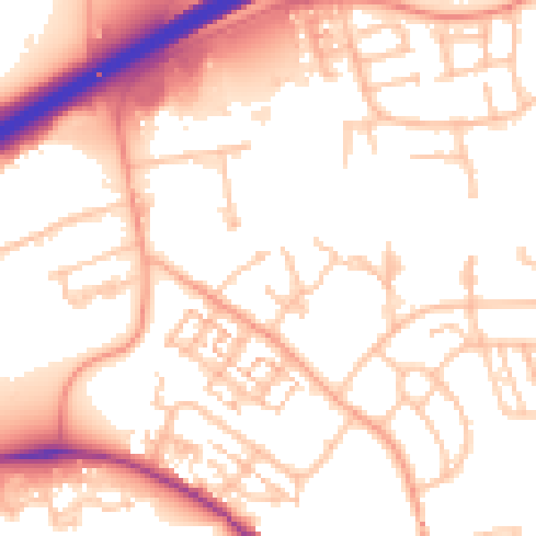 Daytime road noise heatmap for CV34 5EG