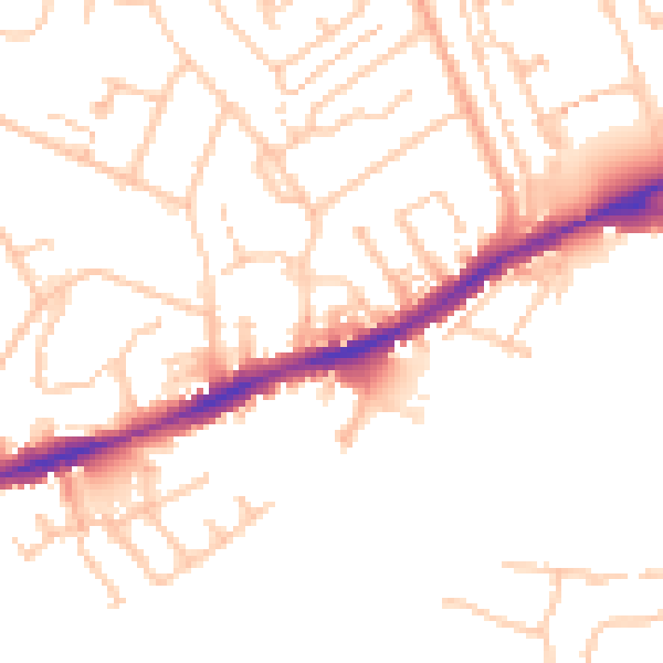 Daytime road noise heatmap for CV34 5EH