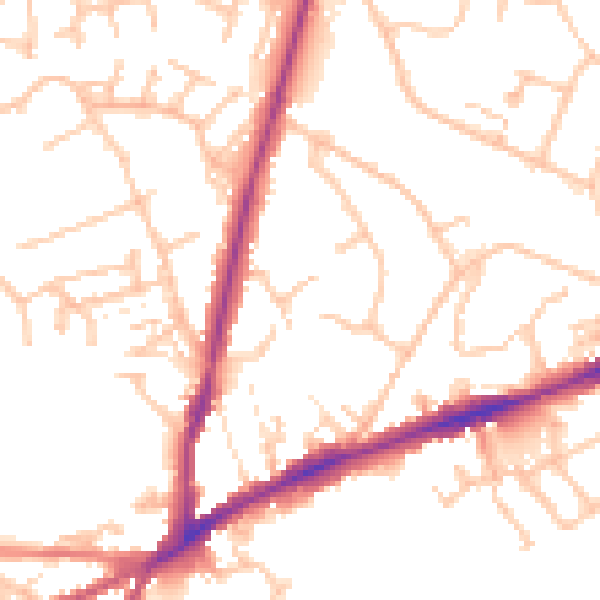 Daytime road noise heatmap for CV34 5HY