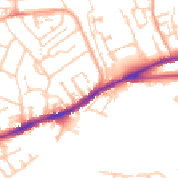 Daytime road noise heatmap for CV34 5LD