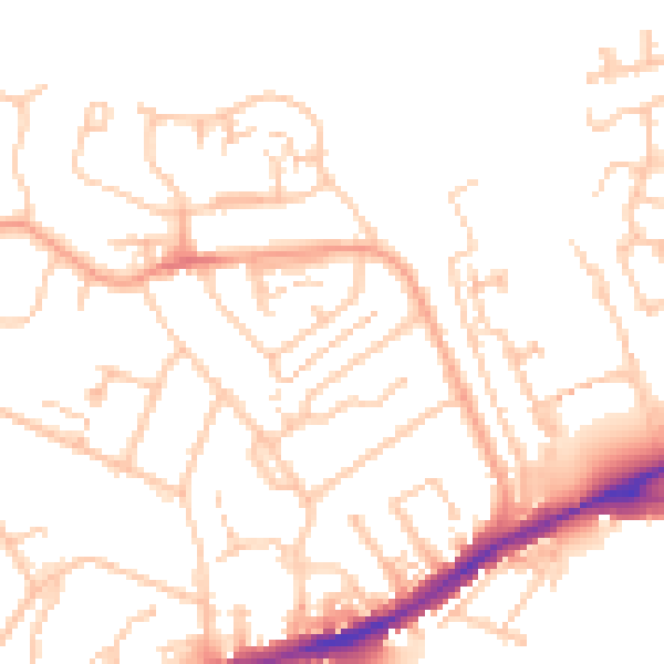 Daytime road noise heatmap for CV34 5PW