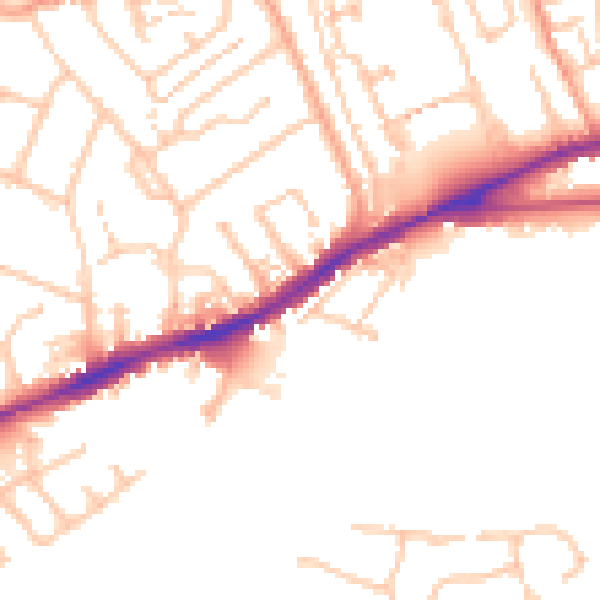 Daytime road noise heatmap for CV34 5QN