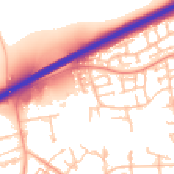 Daytime road noise heatmap for CV34 5SD