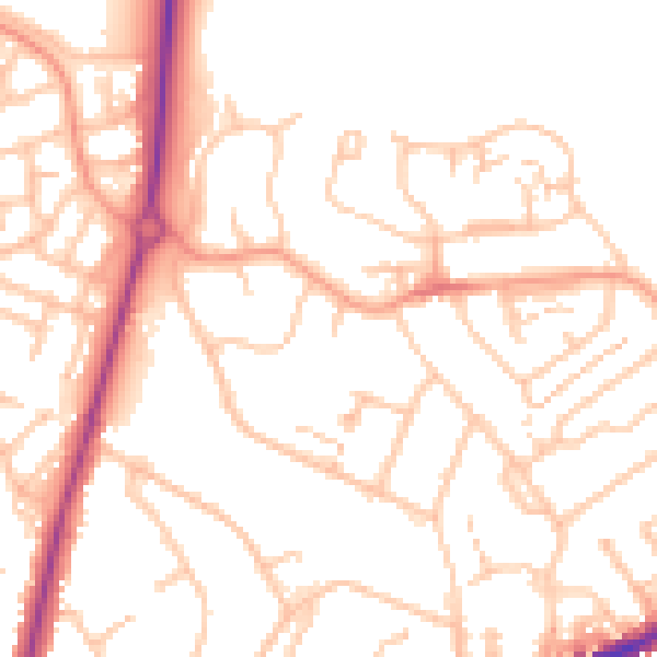 Daytime road noise heatmap for CV34 5SN