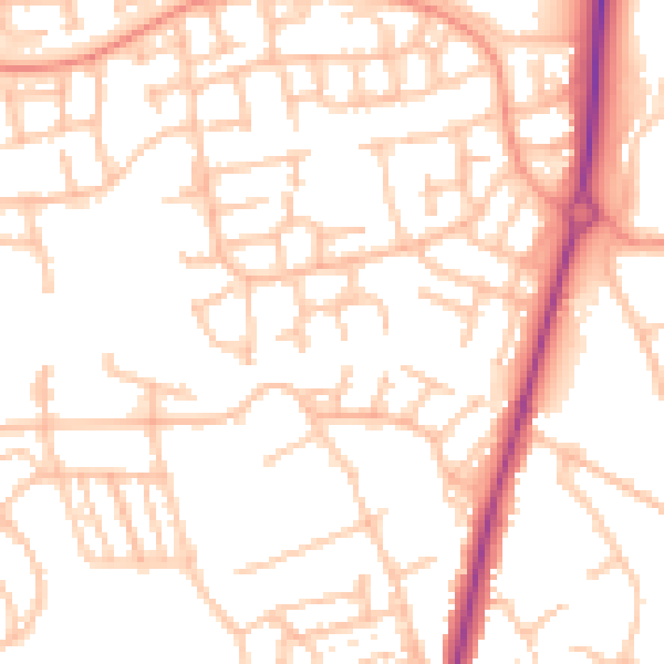 Daytime road noise heatmap for CV34 5XU