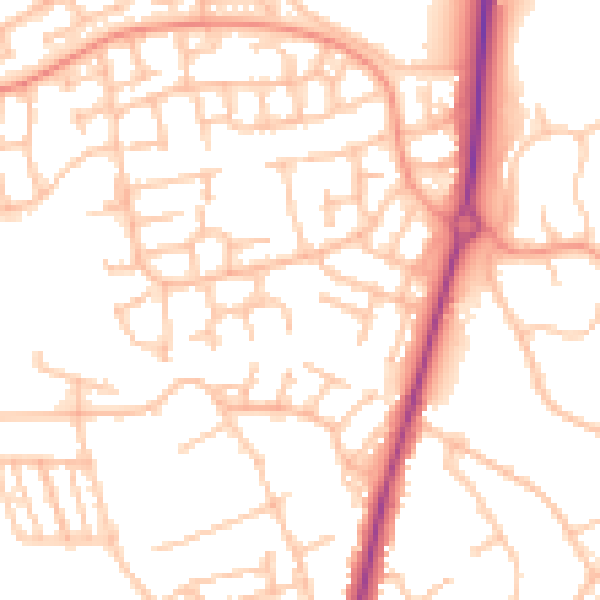Daytime road noise heatmap for CV34 5XZ