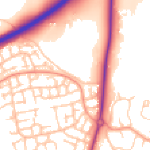 Daytime road noise heatmap for CV34 5YL