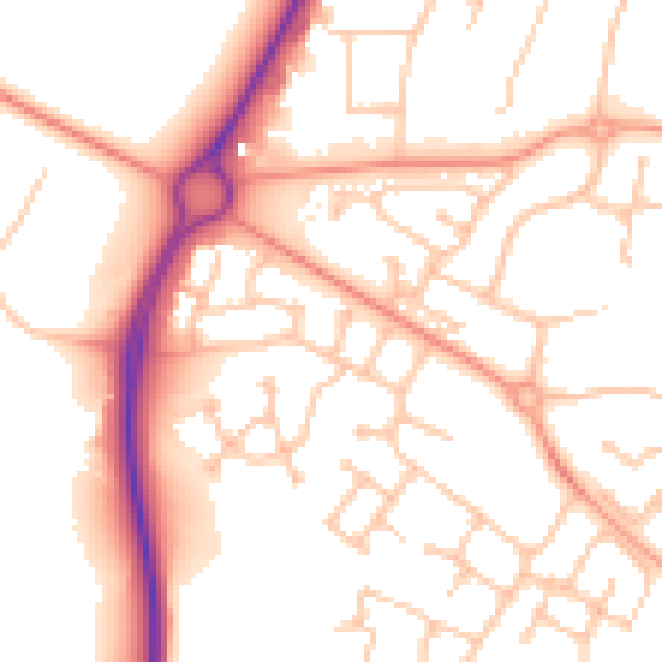 Daytime road noise heatmap for CV34 7AU