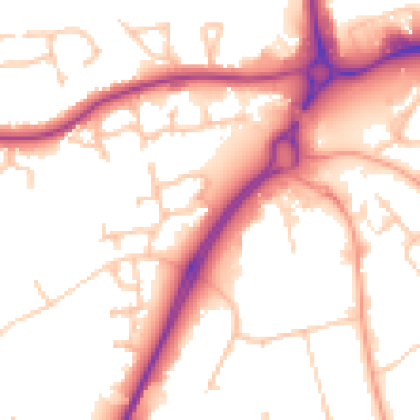 Daytime road noise heatmap for CV34 8AU