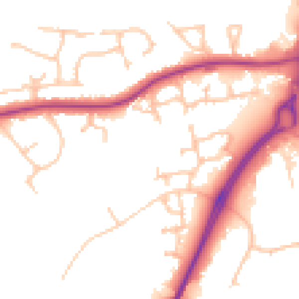 Daytime road noise heatmap for CV34 8BD