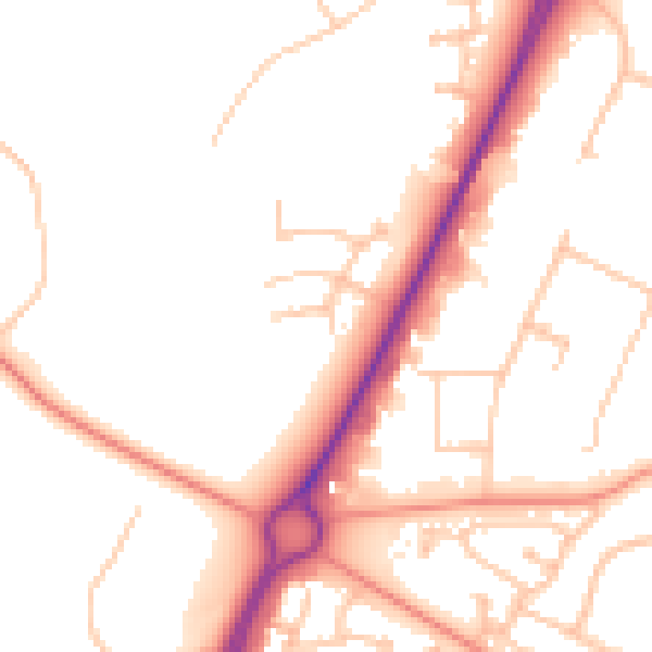 Daytime road noise heatmap for CV34 8BL