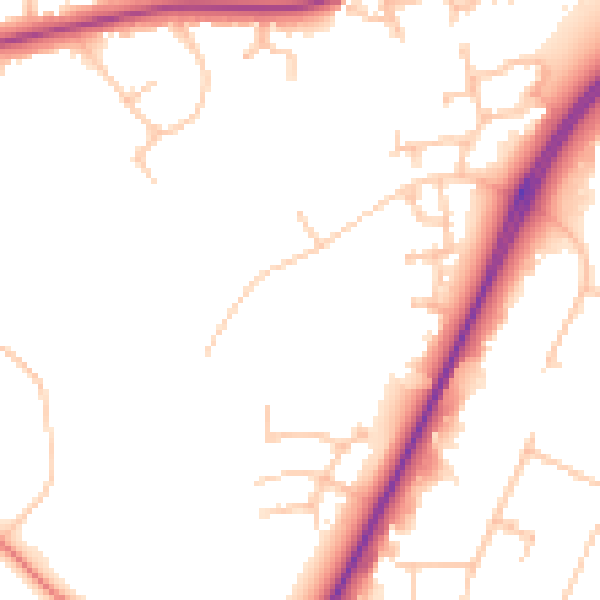 Daytime road noise heatmap for CV34 8DG