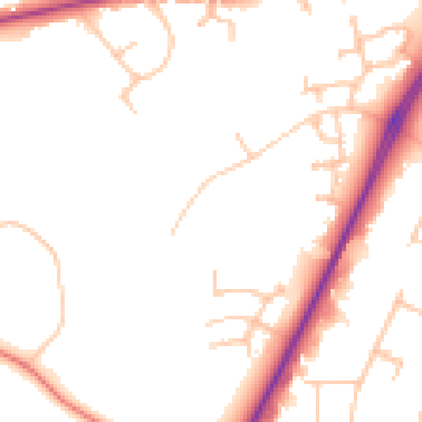 Daytime road noise heatmap for CV34 8DQ