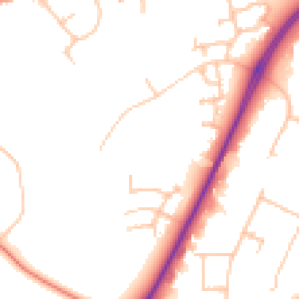 Daytime road noise heatmap for CV34 8DS
