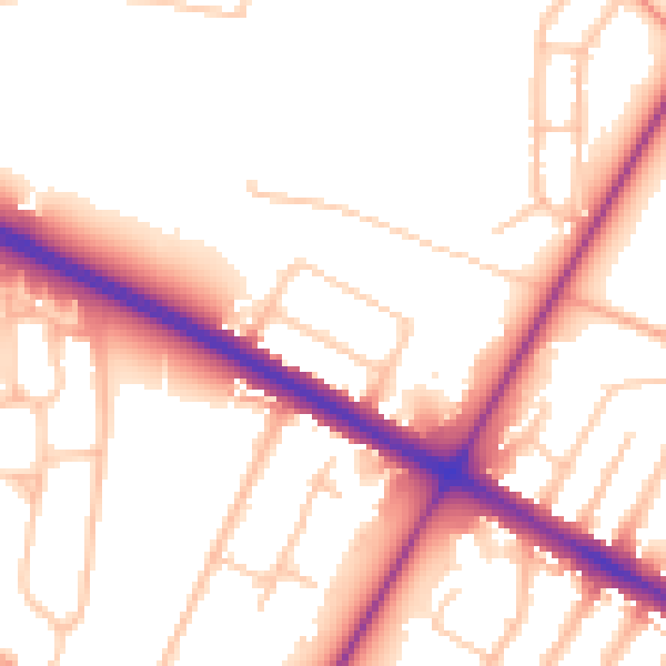 Daytime road noise heatmap for CV4 7AU