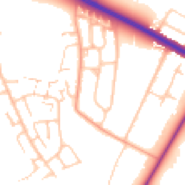 Daytime road noise heatmap for CV4 7BN