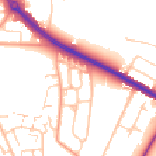 Daytime road noise heatmap for CV4 7BZ