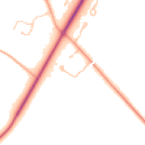 Daytime road noise heatmap for CV4 7DJ