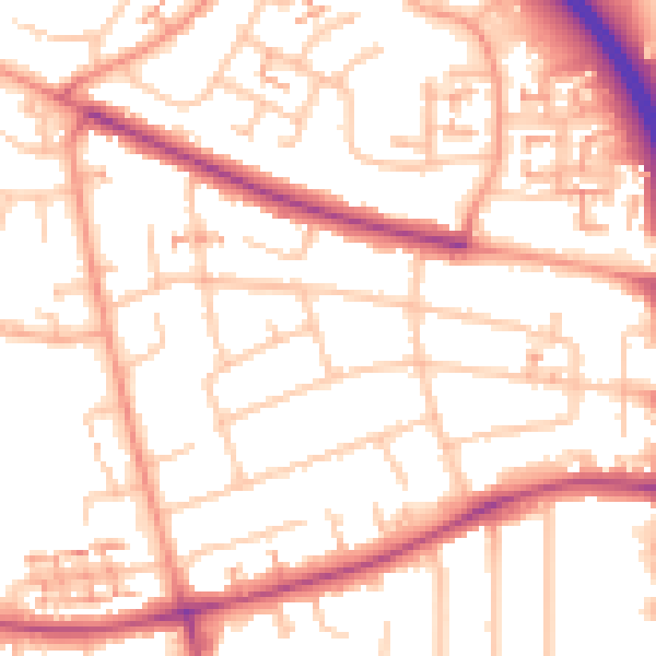 Daytime road noise heatmap for CV4 9FQ