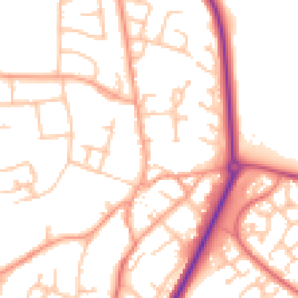 Daytime road noise heatmap for CV47 0EP