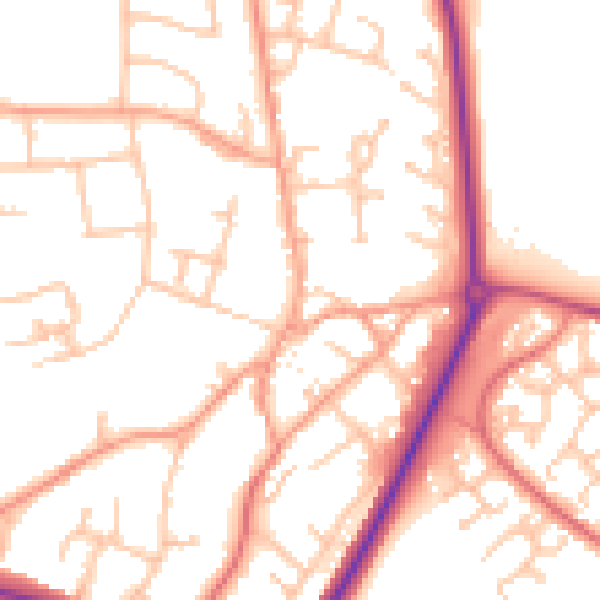 Daytime road noise heatmap for CV47 0HA